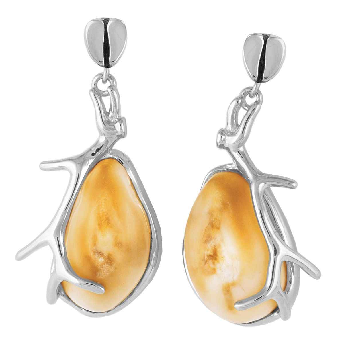 Ladies' Elk Ivory Antler Earrings in 10K White Gold - I30047W Wind River