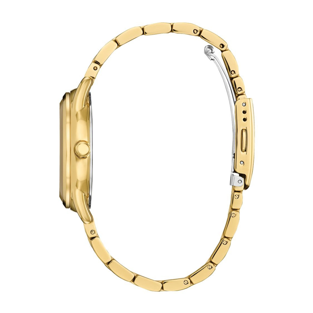 Citizen Ladies' Dress Classics Gold-Tone Stainless Steel Watch with Black Dial front view