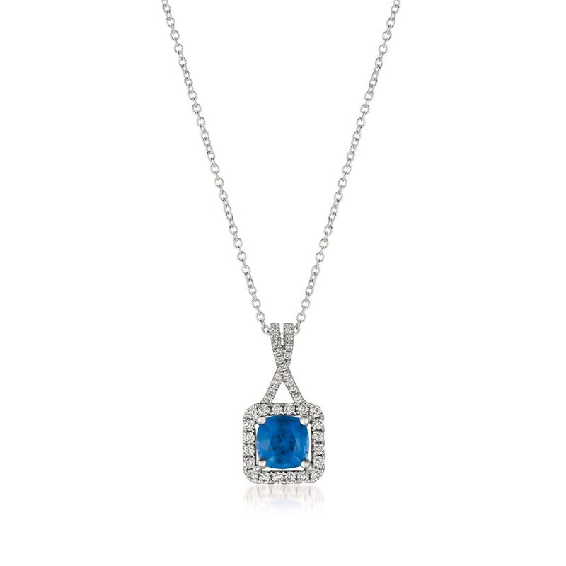 Le Vian Cornflower Sapphire & 1/4 ct. tw. Vanilla Diamond Halo Pendant in 18K Vanilla Gold