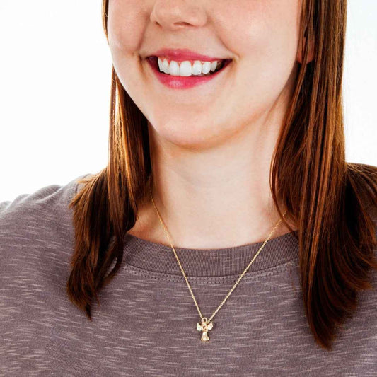 Black Hills Gold Leaf Winged Angel Pendant in 10K Yellow Gold front view