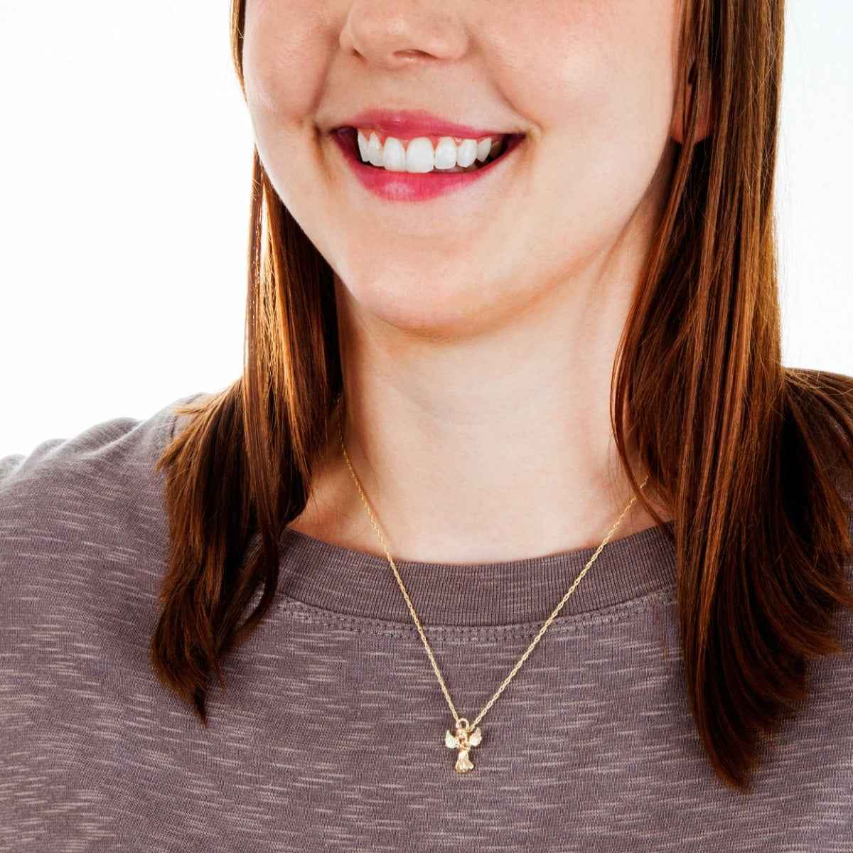 Black Hills Gold Leaf Winged Angel Pendant in 10K Yellow Gold front view