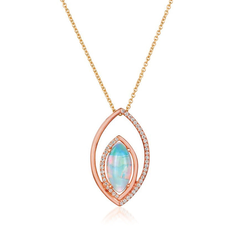 Le Vian Marquise Neopolitan Opal & 1/10 ct. tw. Vanilla Diamond Marquise Shape Pendant in 14K Strawberry Gold