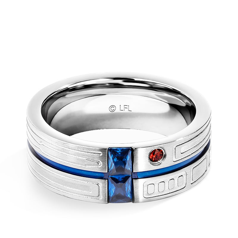 Star Wars R2 Series Garnet & Created Sapphire Ring in Stainless Steel