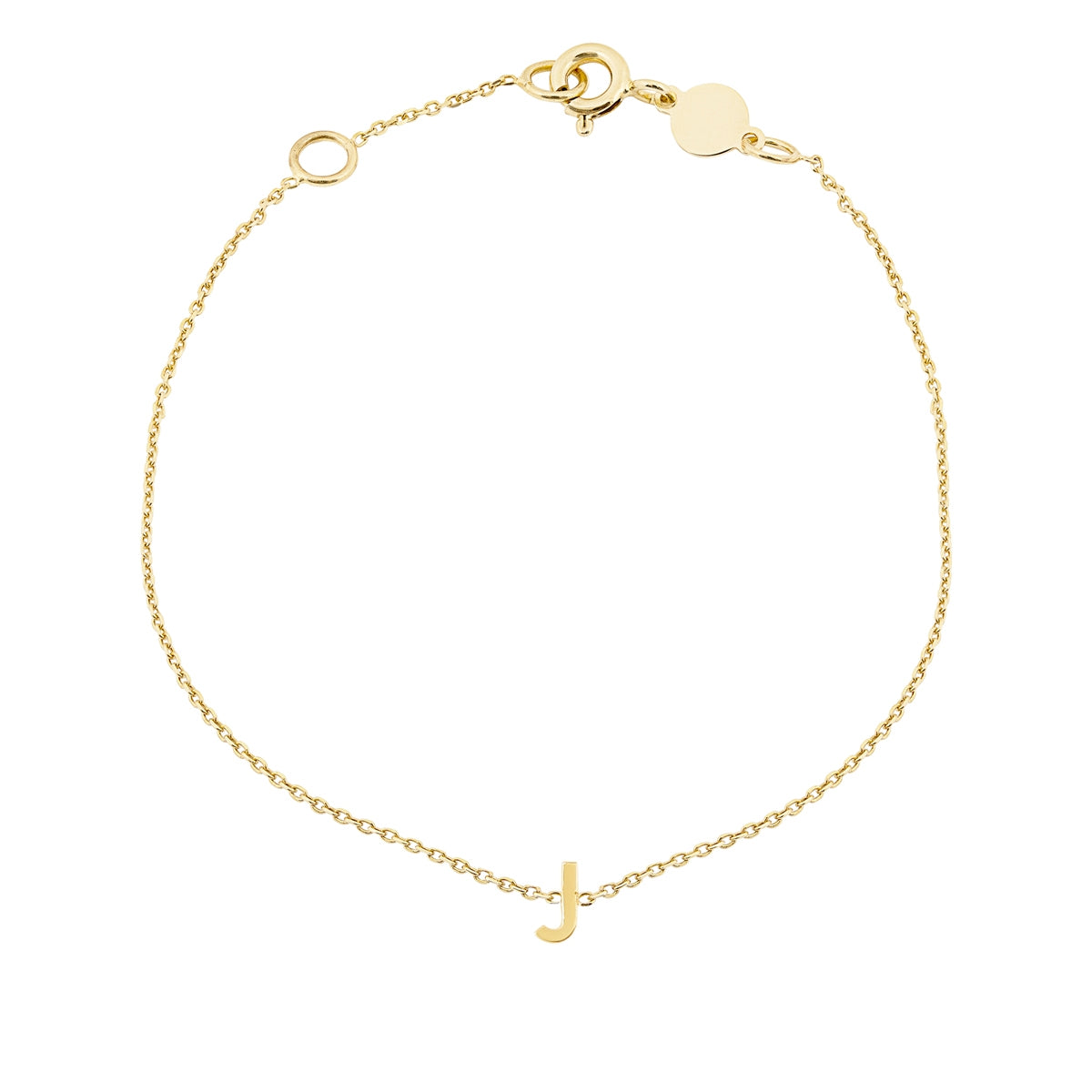 Mini Initial J Bracelet in 14K Yellow Gold