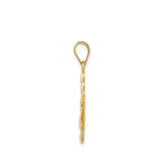 I Love You Sign Language Pendant in 14K Yellow Gold front view