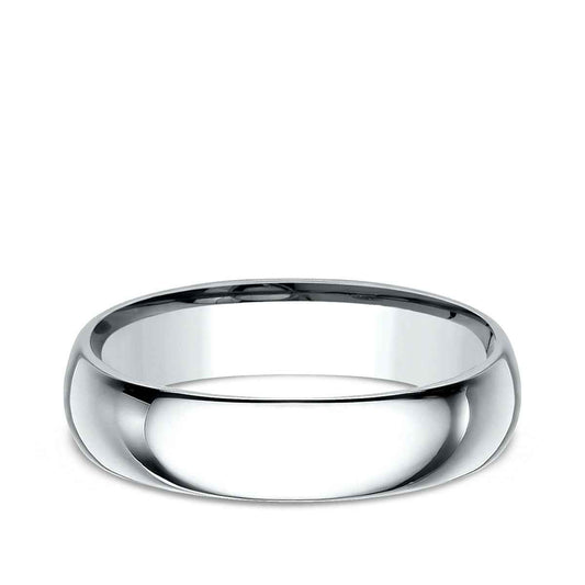 Benchmark Men's 5mm Dome Comfort Fit Polished Wedding Ring in 10K White Gold