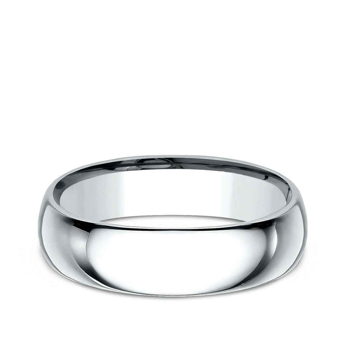 Benchmark Men's 6mm Dome Comfort Fit Polished Wedding Ring in 10K White Gold