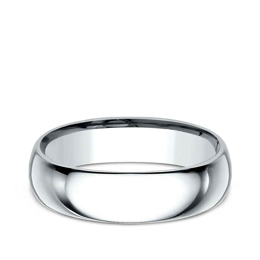 Benchmark Men's 6mm Dome Comfort Fit Polished Wedding Ring in 14K White Gold