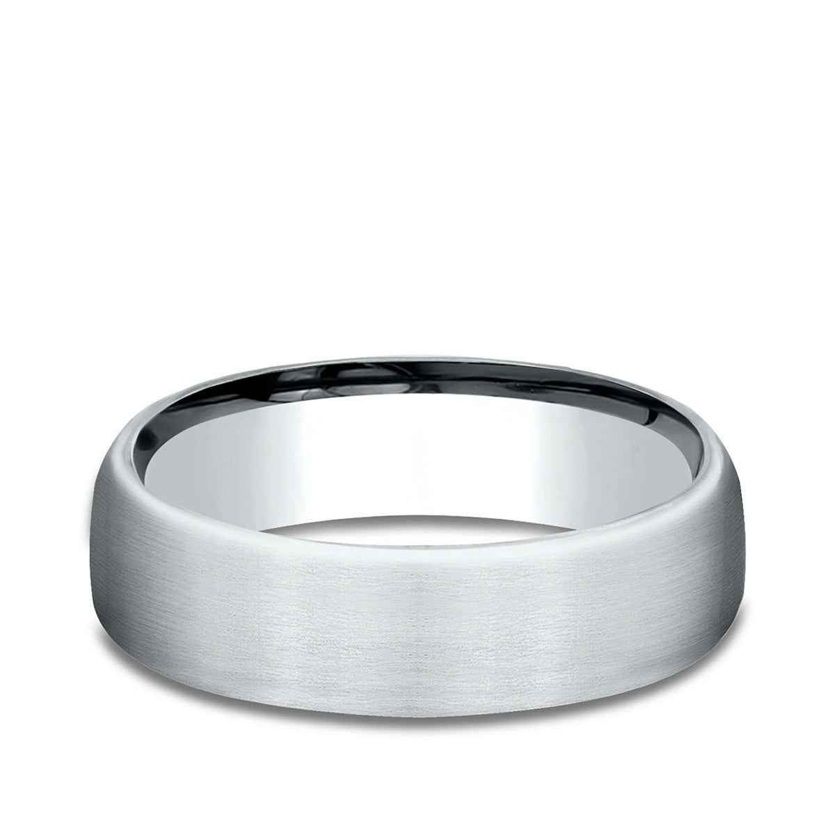 Benchmark Men's 6.5mm Satin Finish Wedding Ring in 14K White Gold