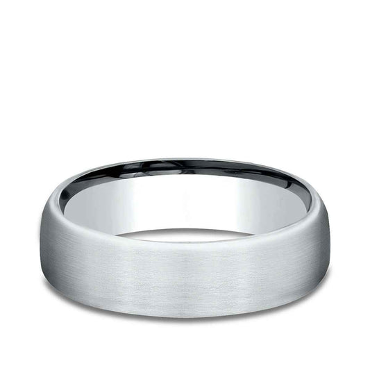 Benchmark Men's 6.5mm Satin Finish Wedding Ring in 14K White Gold