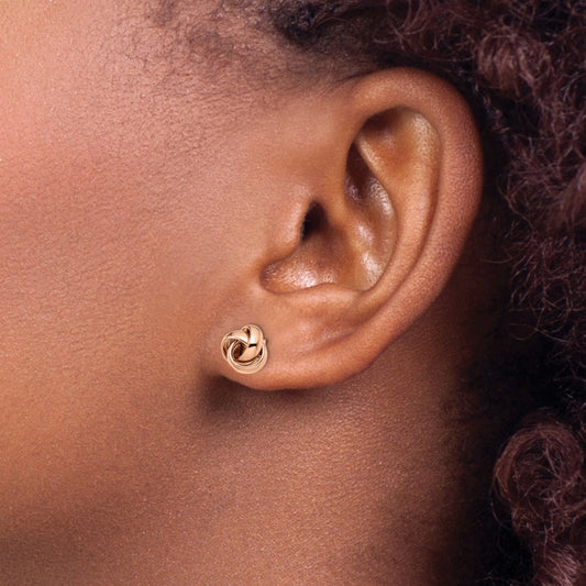 Knot Earrings in 14K Pink Gold close-up detail