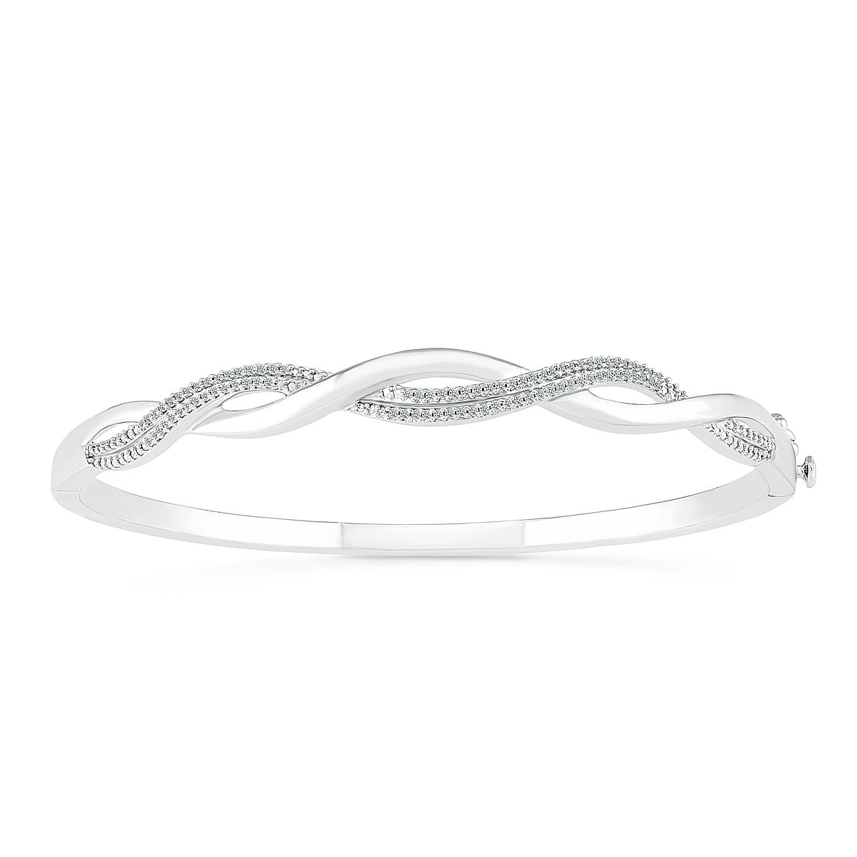 1/4 ct. tw. Diamond Twist Bangle Bracelet in Sterling Silver