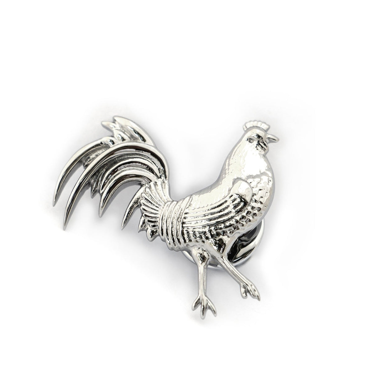 M-Clip Polished Rooster Pin