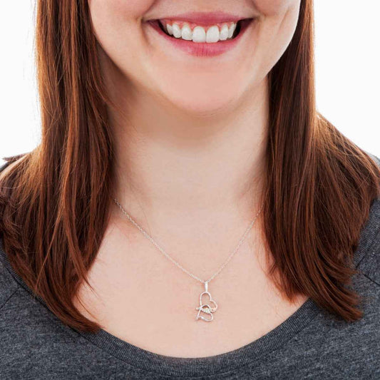 Black Hills Gold Diamond Cut Double Heart & Leaf Pendant in Sterling Silver front view