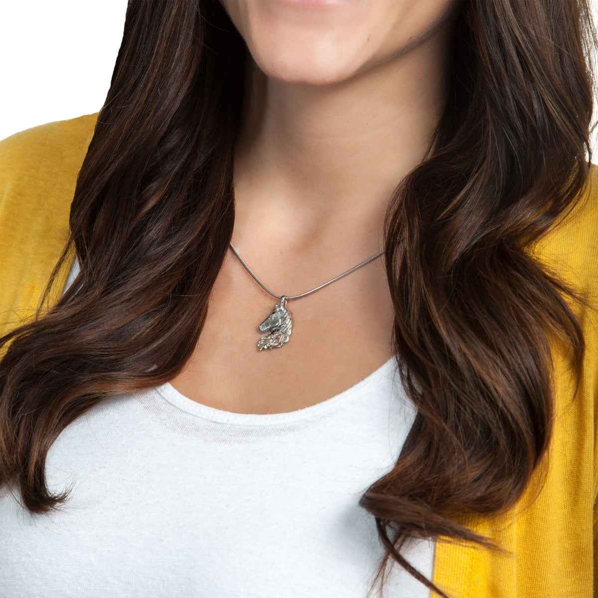 Black Hills Gold Horse Head Pendant in Sterling Silver front view (2)