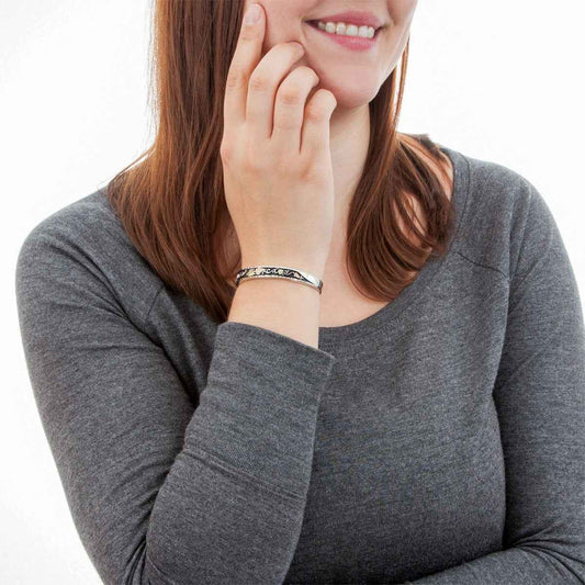 Black Hills Gold Antiqued Cuff Bracelet in Sterling Silver close-up detail