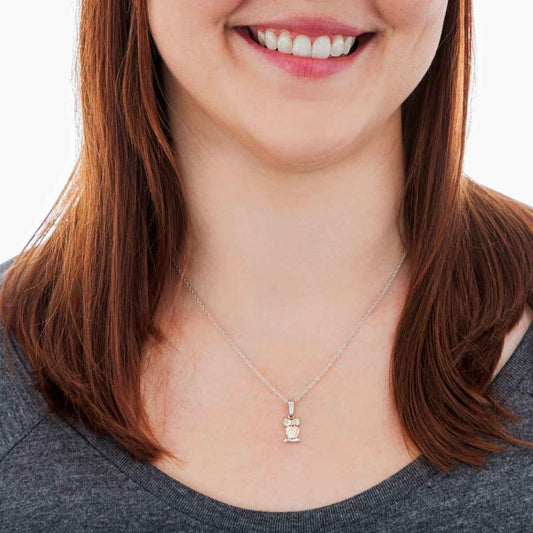Black Hills Gold Owl Pendant in Sterling Silver front view