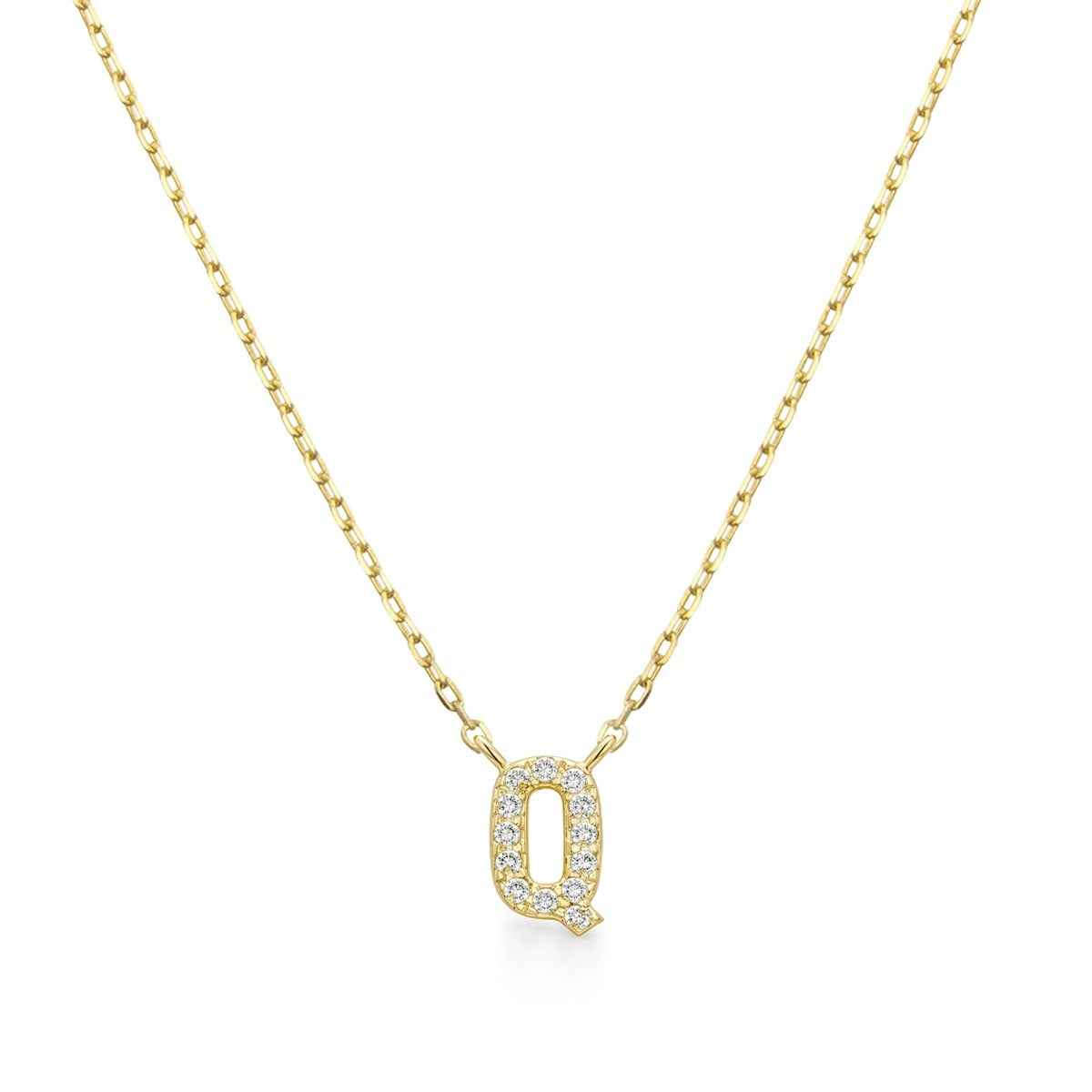 Diamond Accent Small Initial Q Necklace in 10K Yellow Gold