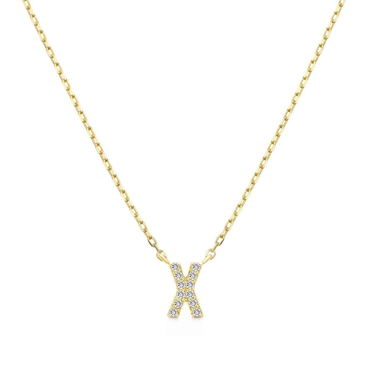 Diamond Accent Small Initial X Necklace in 10K Yellow Gold