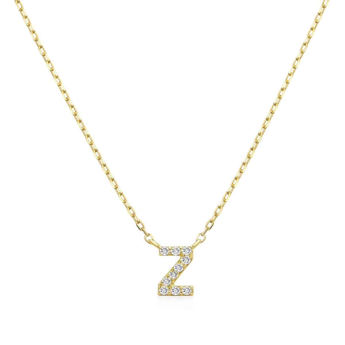 Diamond Accent Small Initial Z Necklace in 10K Yellow Gold