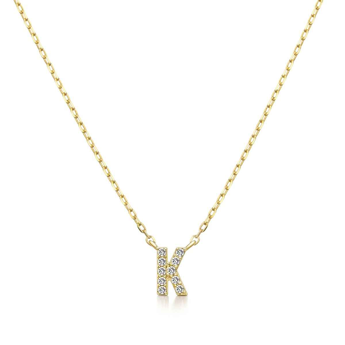 Diamond Accent Small Initial K Necklace in 10K Yellow Gold
