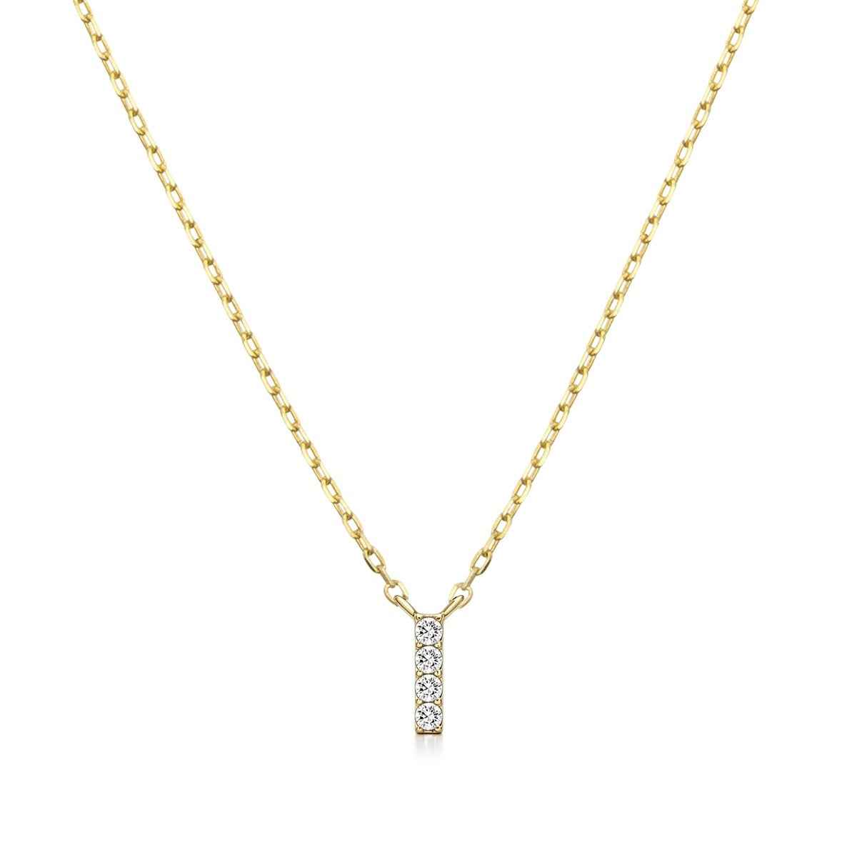 Diamond Accent Small Initial I Necklace in 10K Yellow Gold