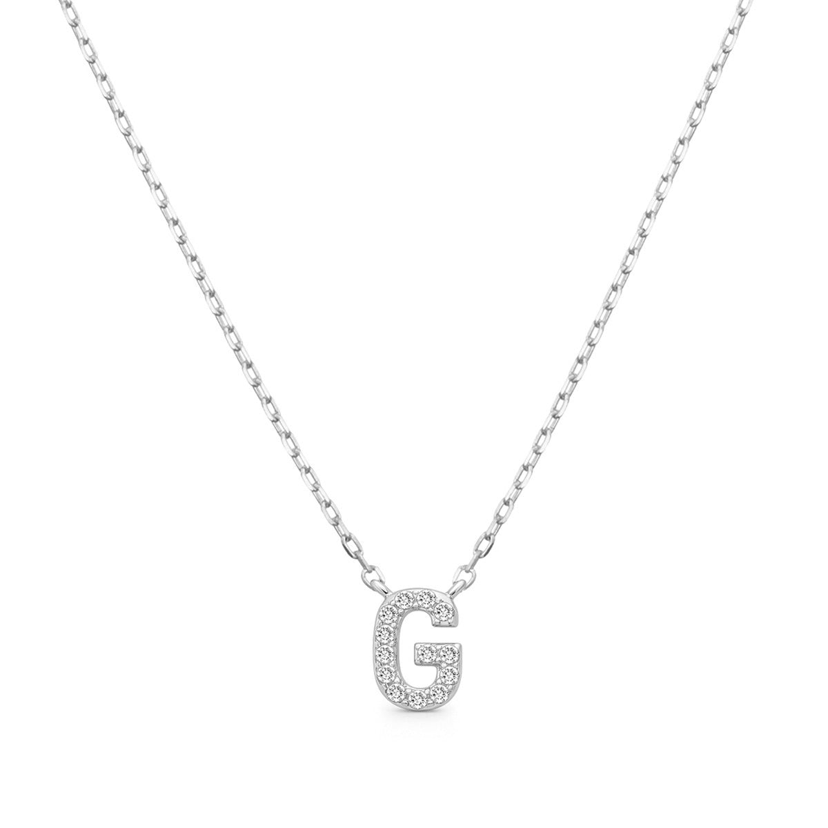 Diamond Accent Small Initial G Necklace in 10K White Gold