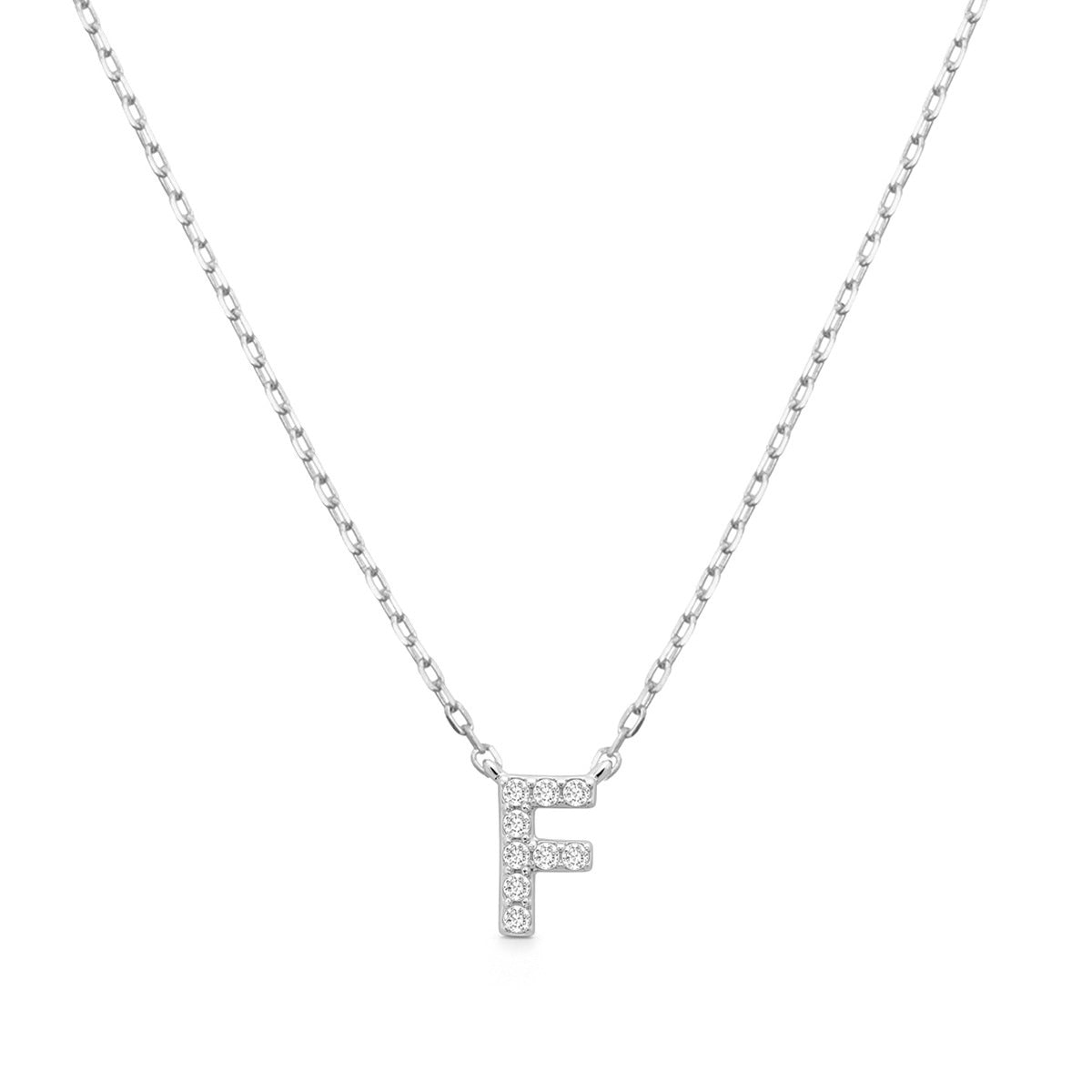 Diamond Accent Small Initial F Necklace in 10K White Gold