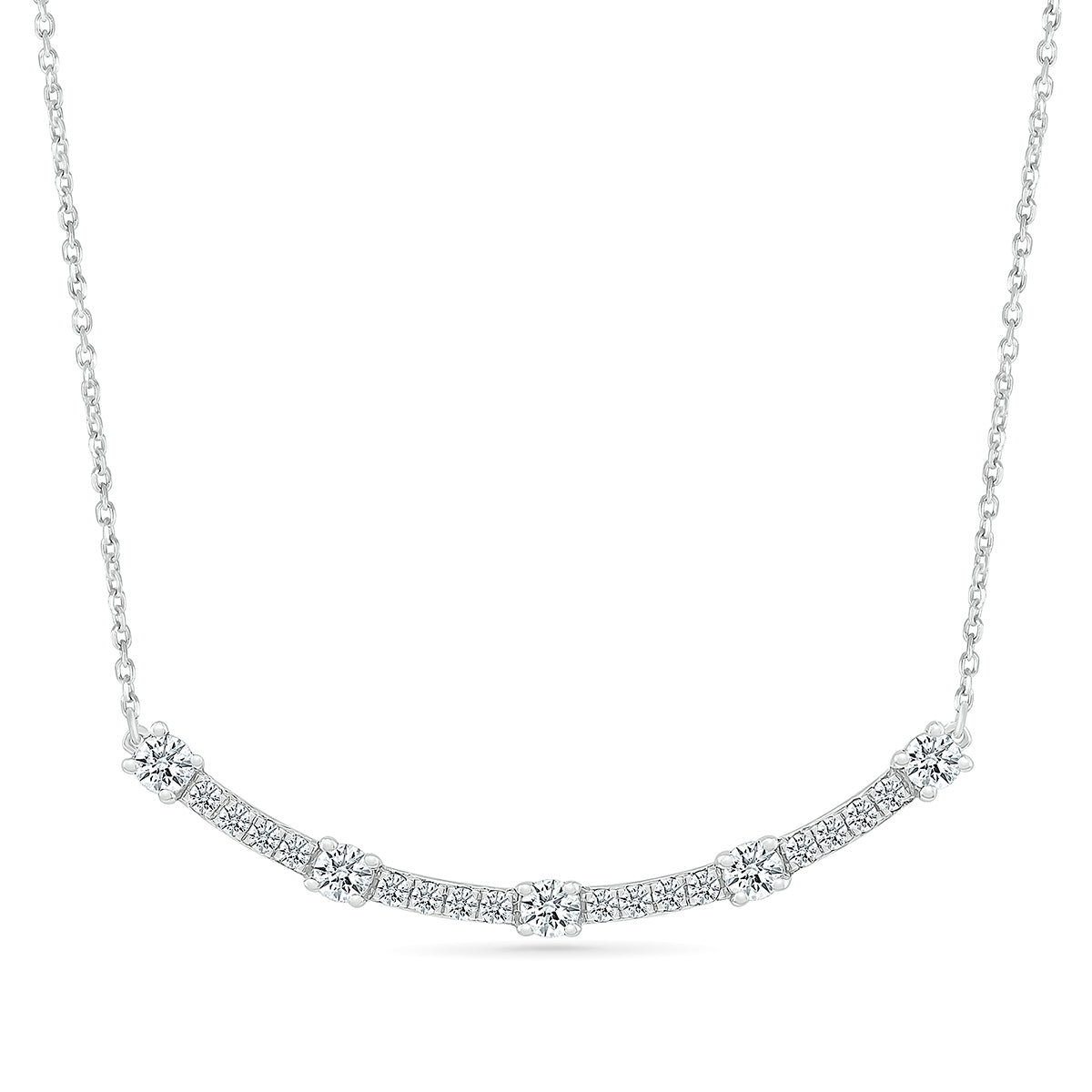 1/2 ct. tw. Diamond Curved Bar Necklace in 10K White Gold