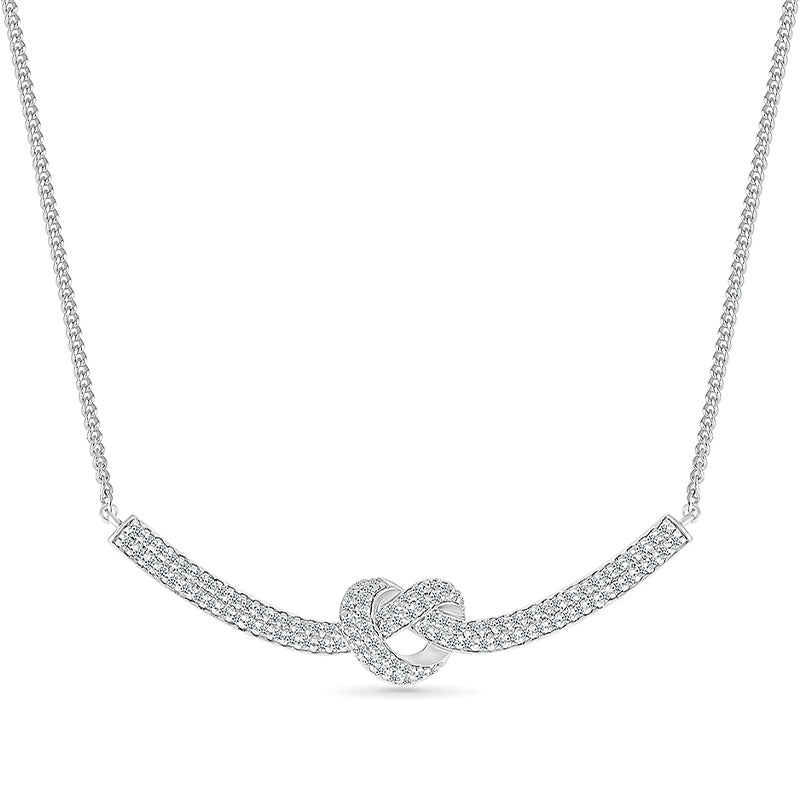 Love Knot 1/3 ct. tw. Diamond Knot Heart Necklace in Sterling Silver