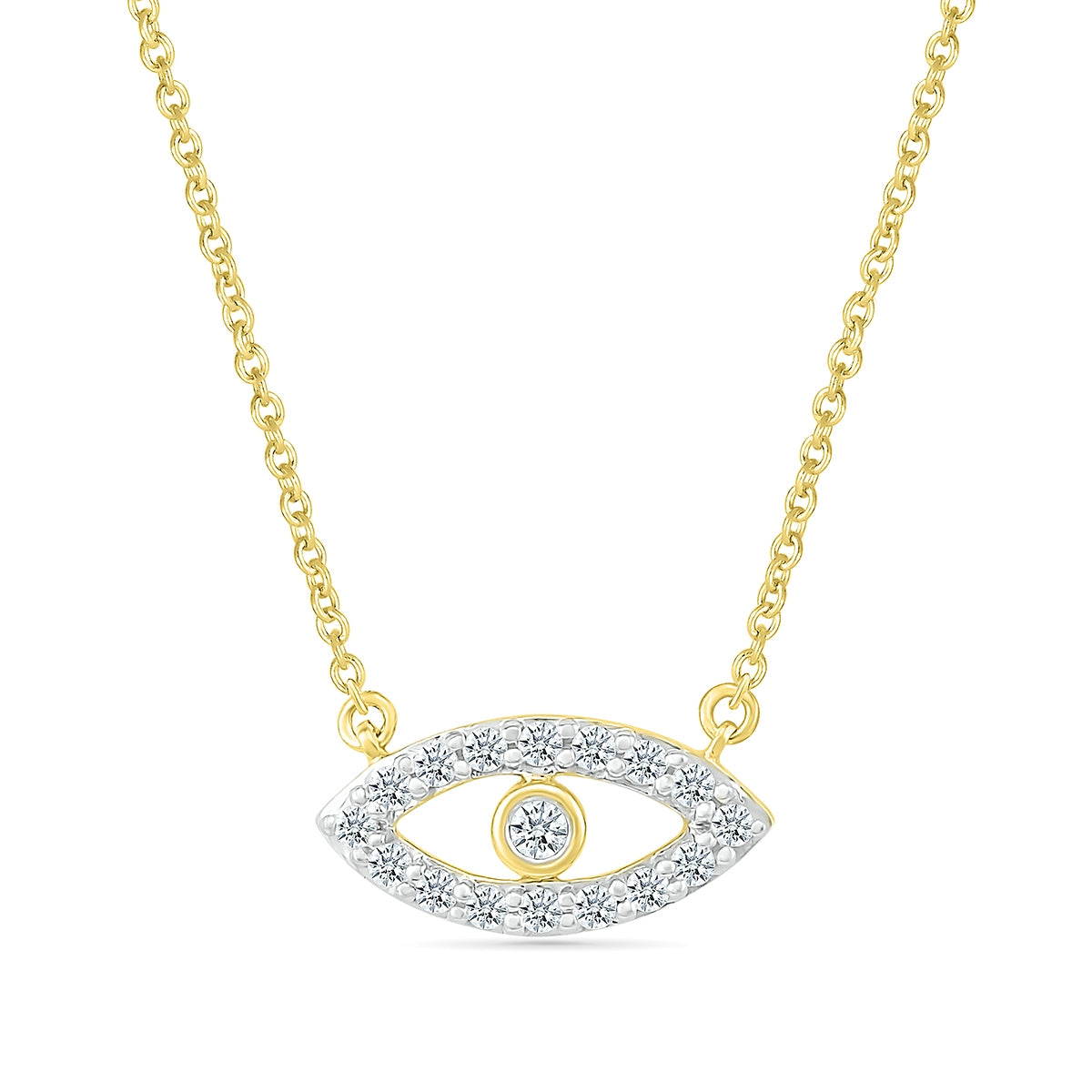 1/10 ct. tw. Diamond Petite Eye of Protection Necklace in 10K Yellow Gold
