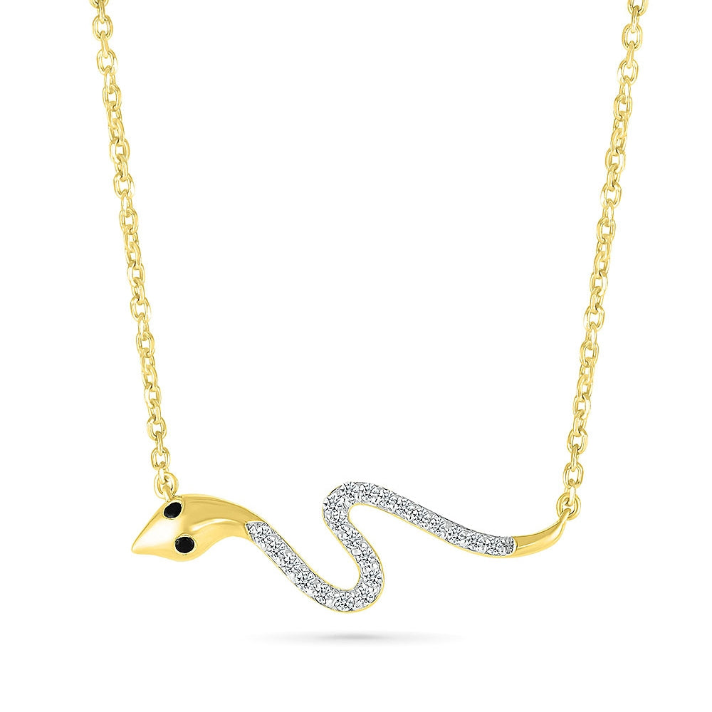 1/8 ct. tw. White & Treated Black Diamond Snake Necklace in 10K Yellow Gold