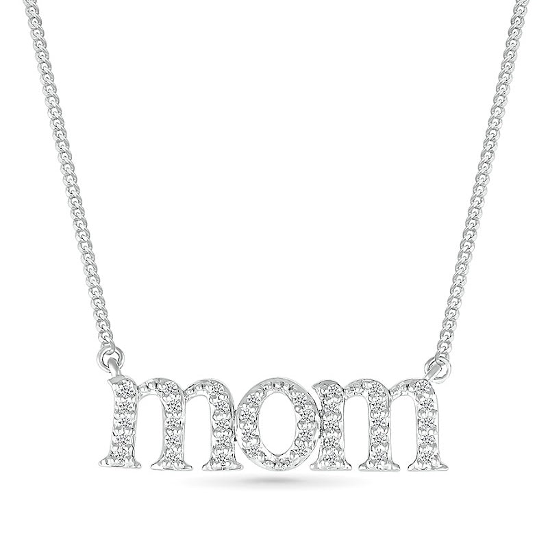 Diamond Accent Mom Necklace in Sterling Silver