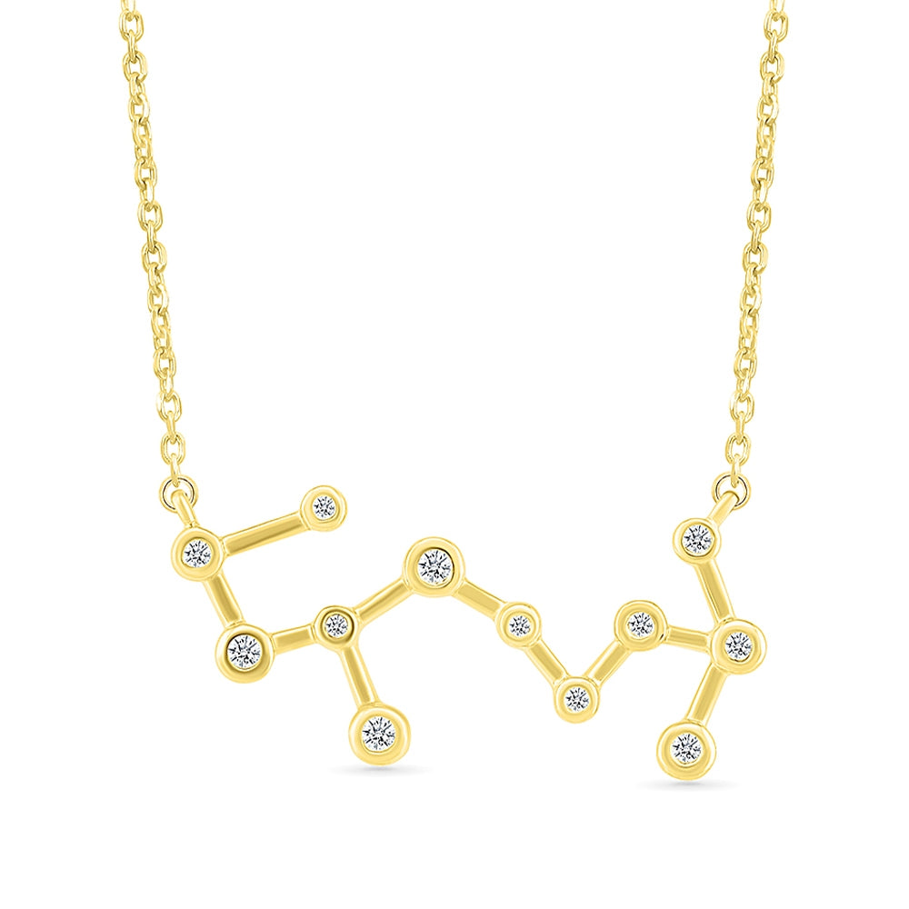 Diamond Accent Scorpio Constellation Necklace in 10K Yellow Gold