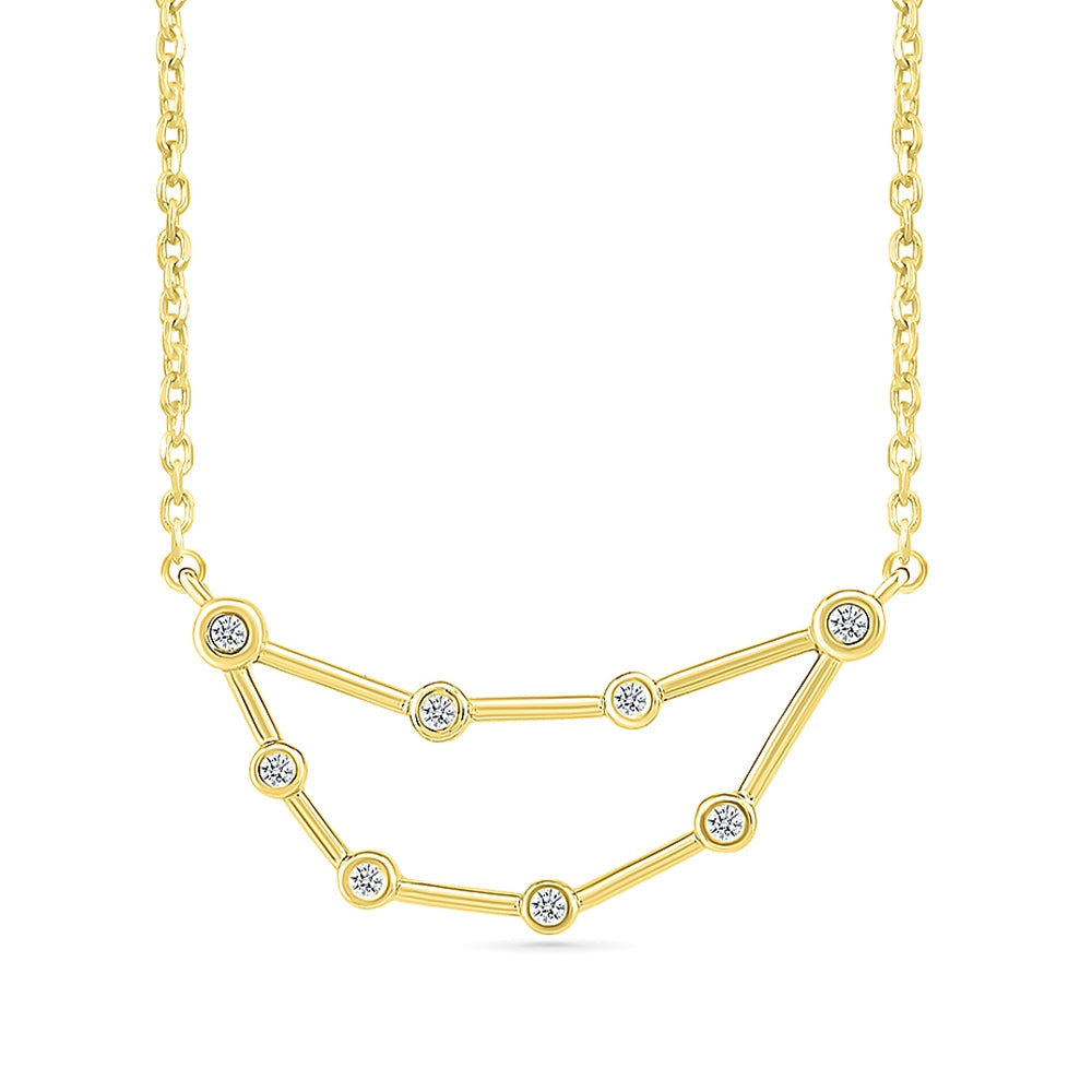 Diamond Accent Capricorn Constellation Necklace in 10K Yellow Gold