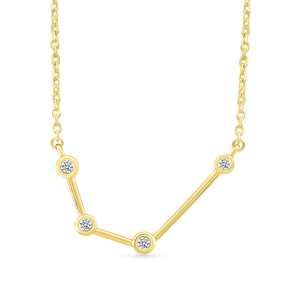Diamond Accent Aquarius Constellation Necklace in 10K Yellow Gold
