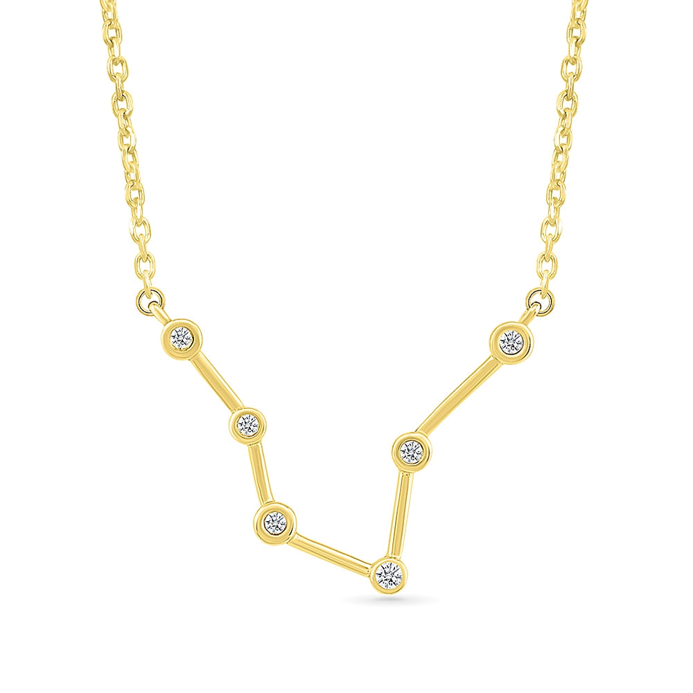 Diamond Accent Pisces Constellation Necklace in 10K Yellow Gold