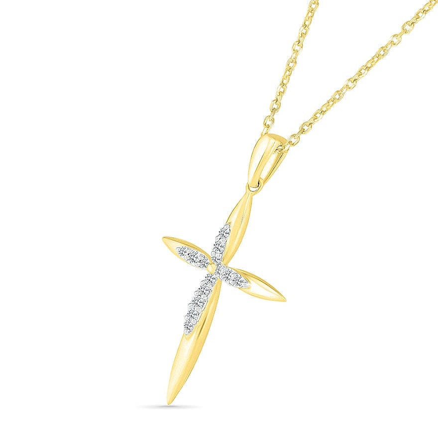 1/8 ct. tw. Diamond Cross Pendant in 10K Yellow Gold front view