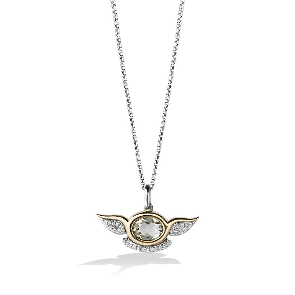 Star Wars Grogu Green Amethyst & 1/10 ct. tw. Diamond Pendant in Sterling Silver & 10K Yellow Gold