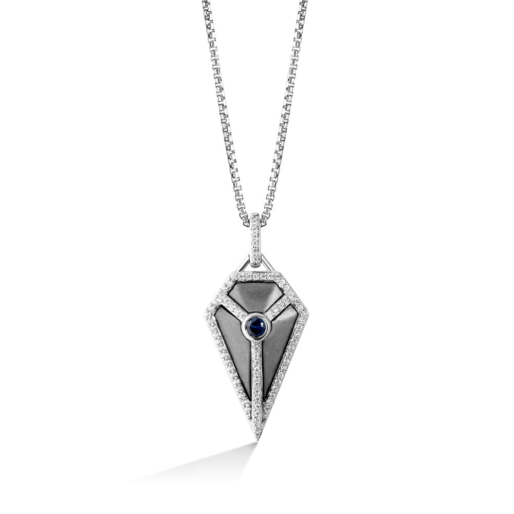 Star Wars The Star Destroyer Sapphire & 1/6 ct. tw. Diamond Pendant in Sterling Silver