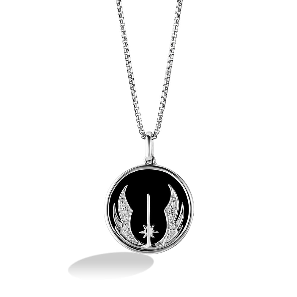 Star Wars The Jedi Order Onyx & Diamond Accent Pendant in Sterling Silver