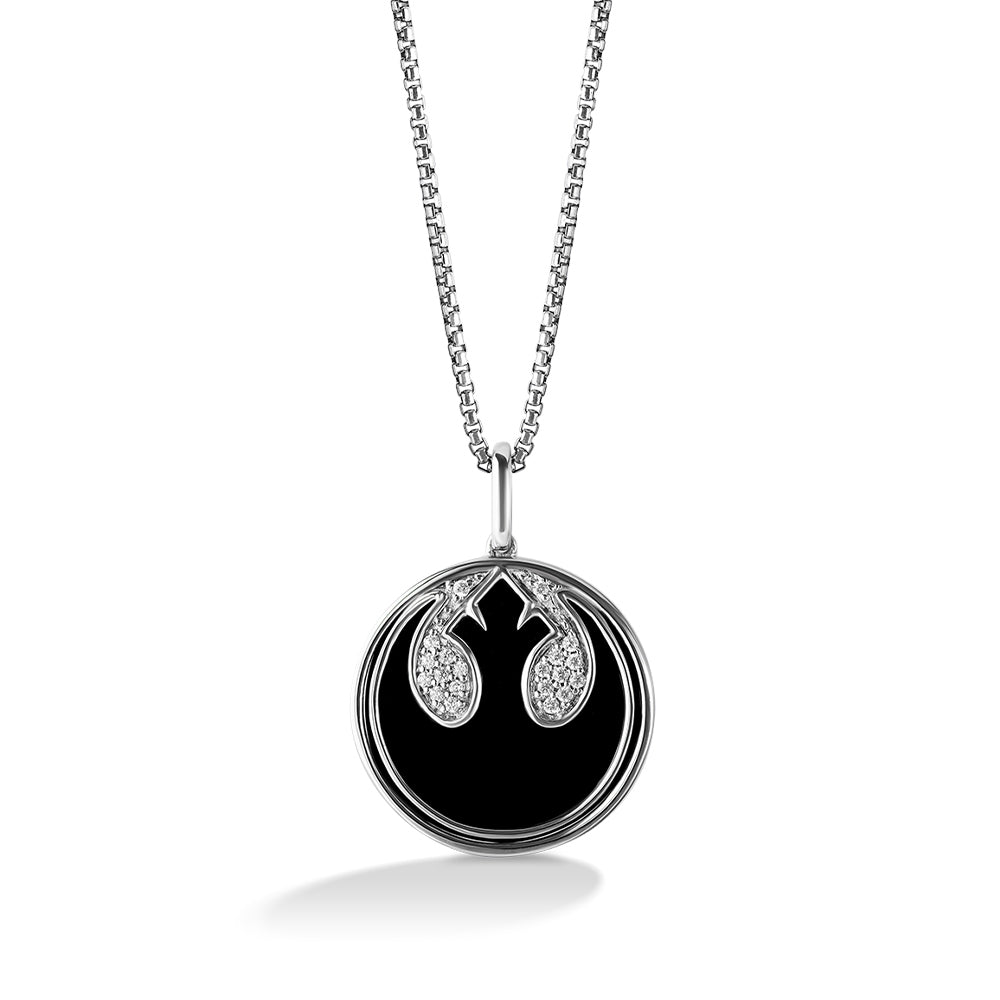 Star Wars The Rebel Onyx & Diamond Accent Pendant in Sterling Silver