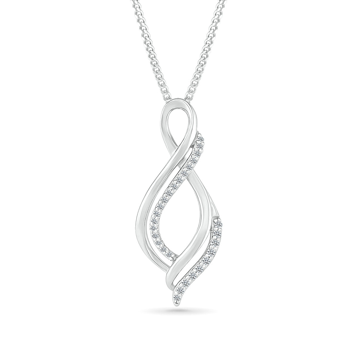 1/10 ct. tw. Diamond Twist Pendant in Sterling Silver