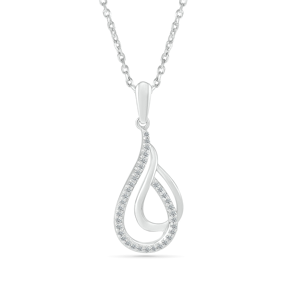 1/10 ct. tw. Diamond Double Teardrop Pendant in 10K White Gold