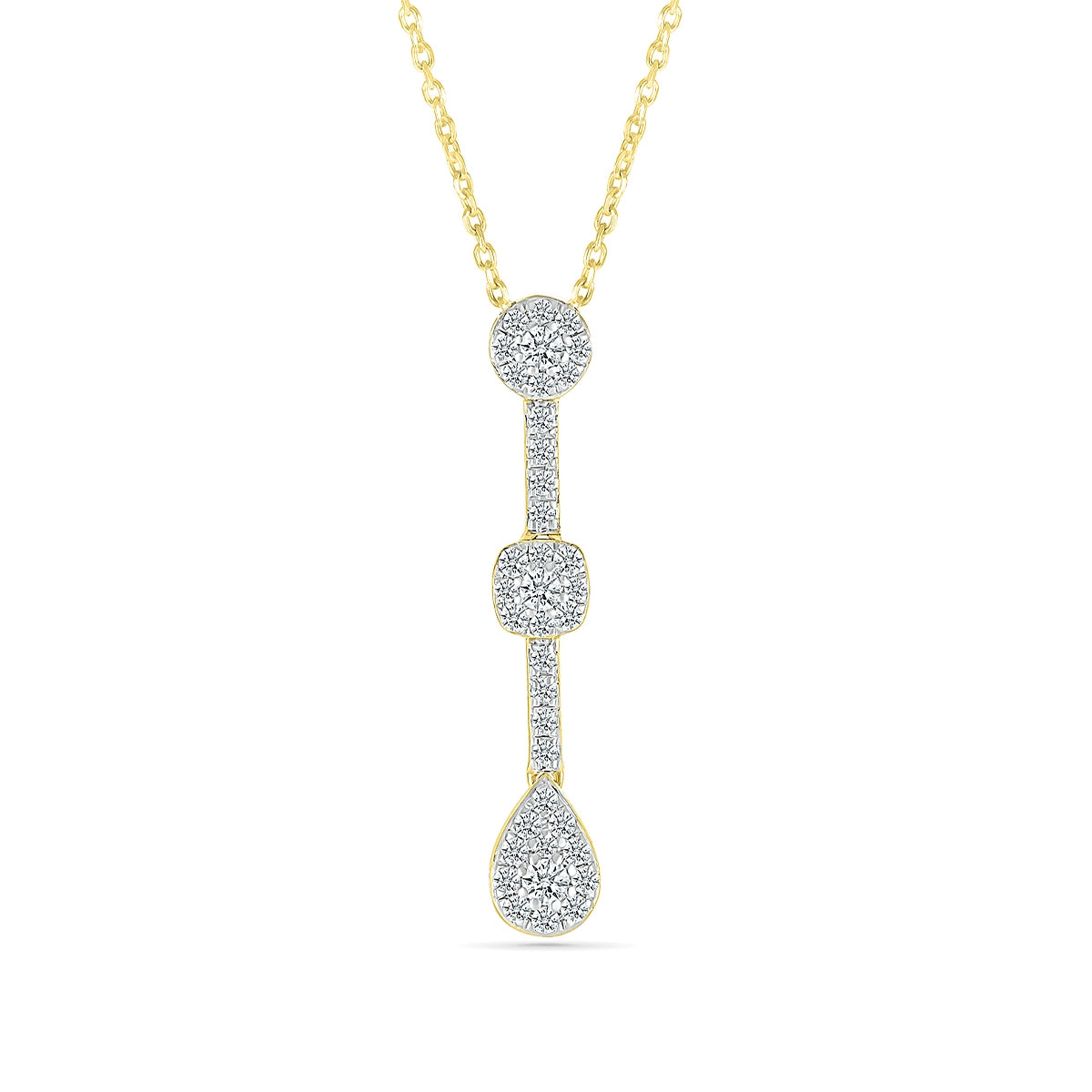 Fairytale Diamonds 1/3 ct. tw. Diamond Triple Cluster Pendant in 10K Yellow Gold