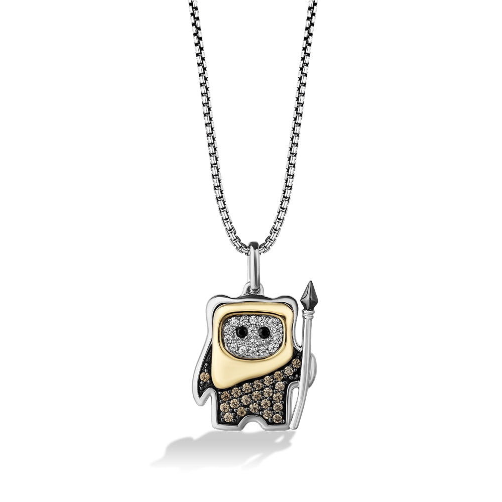 Star Wars Ewok 1/5 ct. tw. Champagne & White Diamond Pendant in Sterling Silver & 10K Yellow Gold