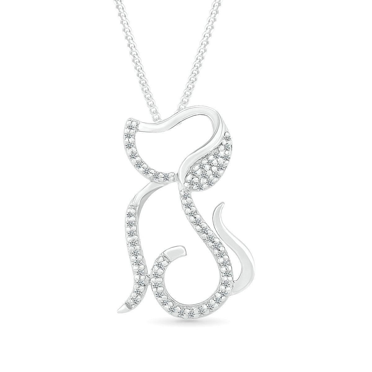 1/10 ct. tw. Diamond Dog Pendant in Sterling Silver