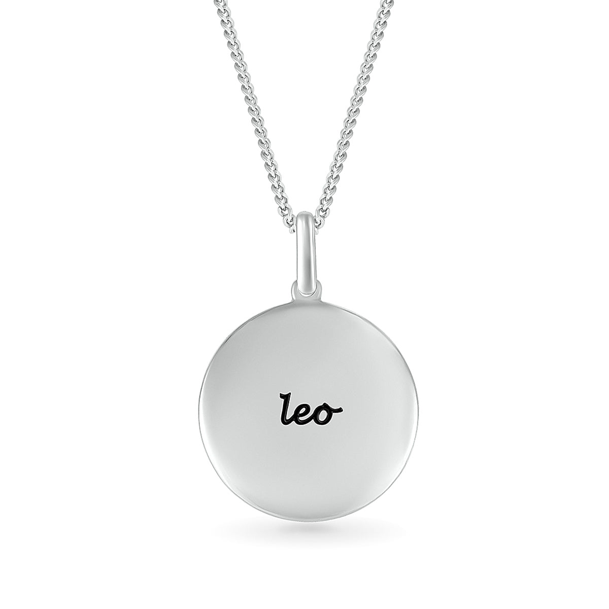 Diamond Accent Leo Zodiac Disc Pendant in Sterling Silver front view