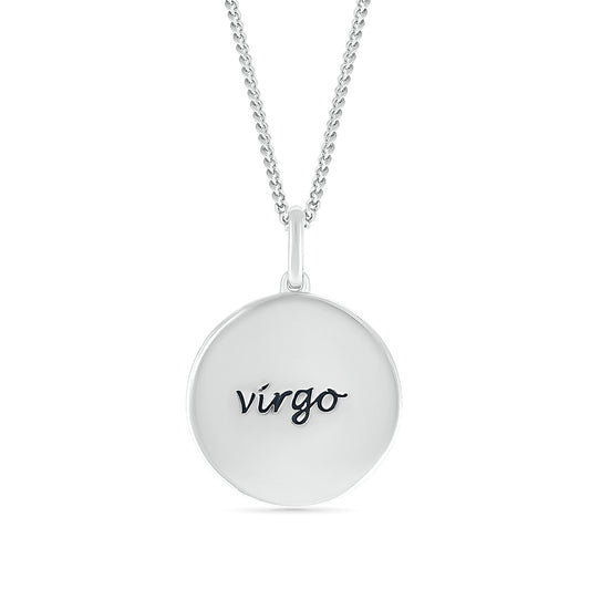 Diamond Accent Virgo Zodiac Disc Pendant in Sterling Silver front view