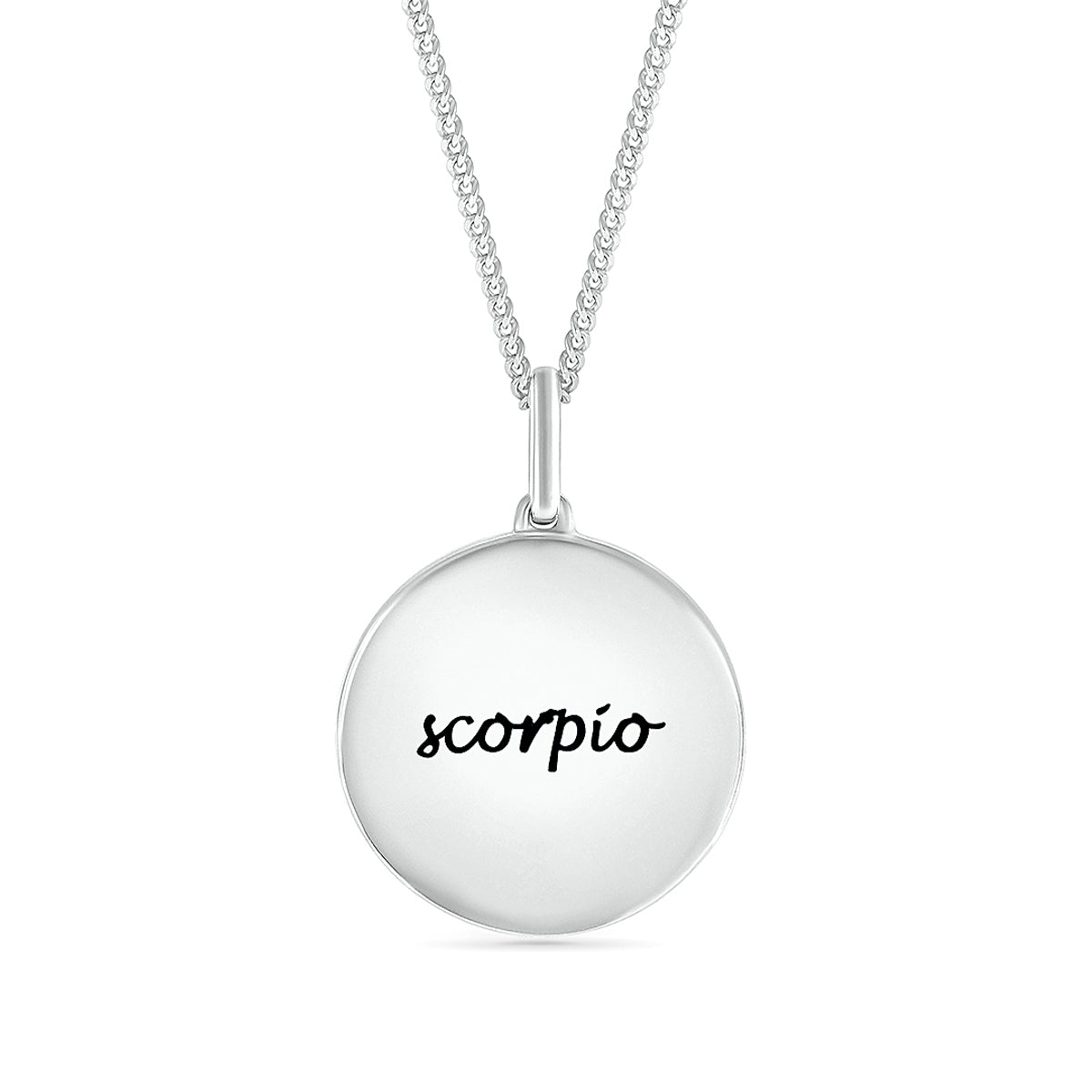 Diamond Accent Scorpio Zodiac Disc Pendant in Sterling Silver front view